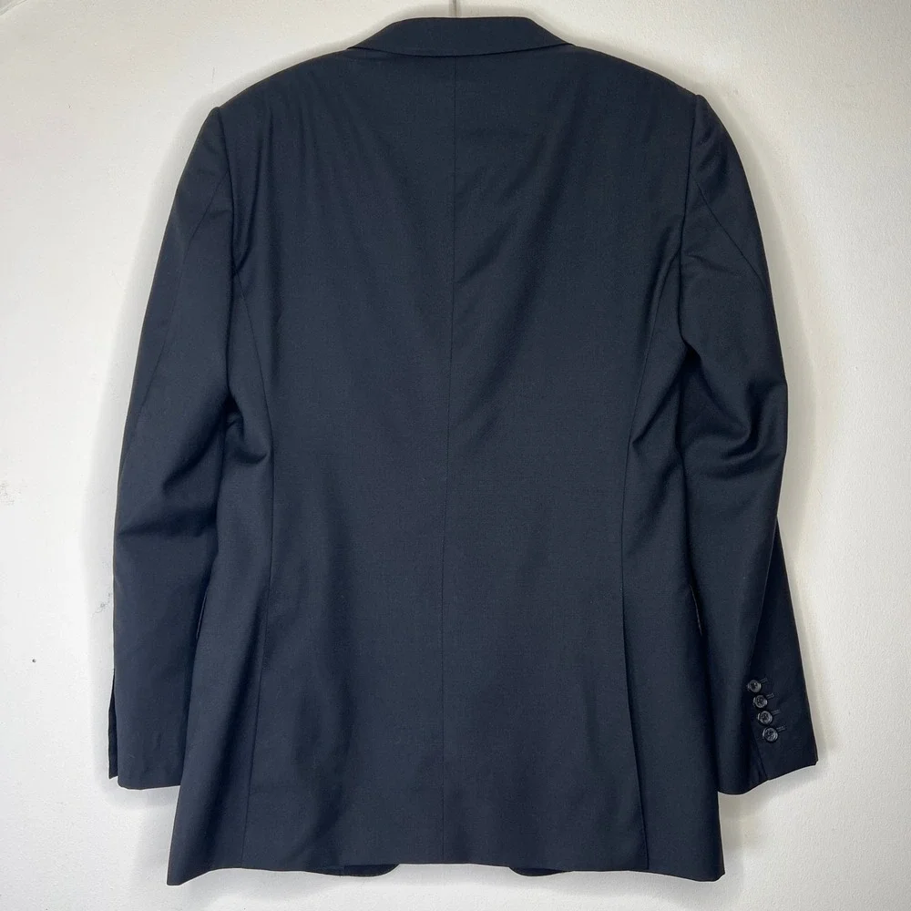 Gucci Black Wool Blazer Jacket Tailored Two Button Structured Minimalist 48R